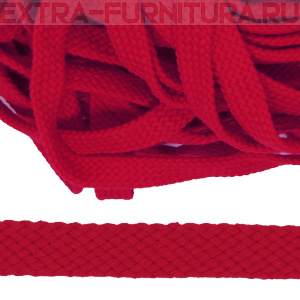 Шнур плоский х/б 12мм, цв.красный 126, уп.50м, пл. 9,88 гр/м