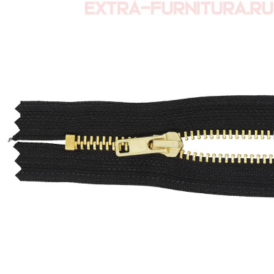Молния джинсовая № 4, 14 см, латунь, цв.322 черный
