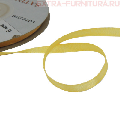 Лента атласная  6 мм  цв.018 темно-желтый рул. 27,42м