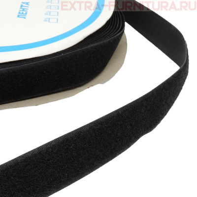  Лента контакт 25мм цв.черный (25м) мягкая часть