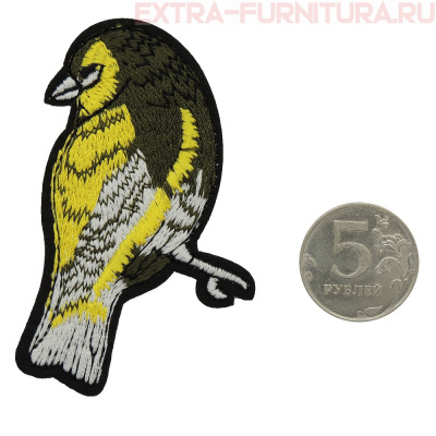 Термоаппликация Птичка хаки с желтым