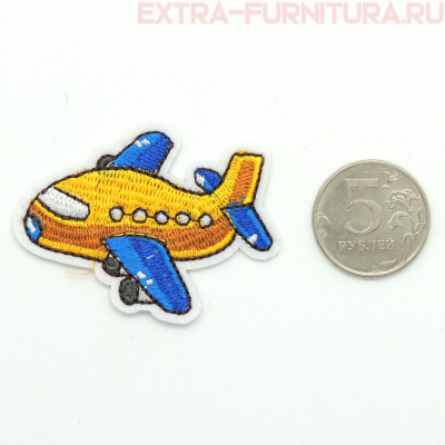 Термоаппликация Самолет маленький цв.желтый